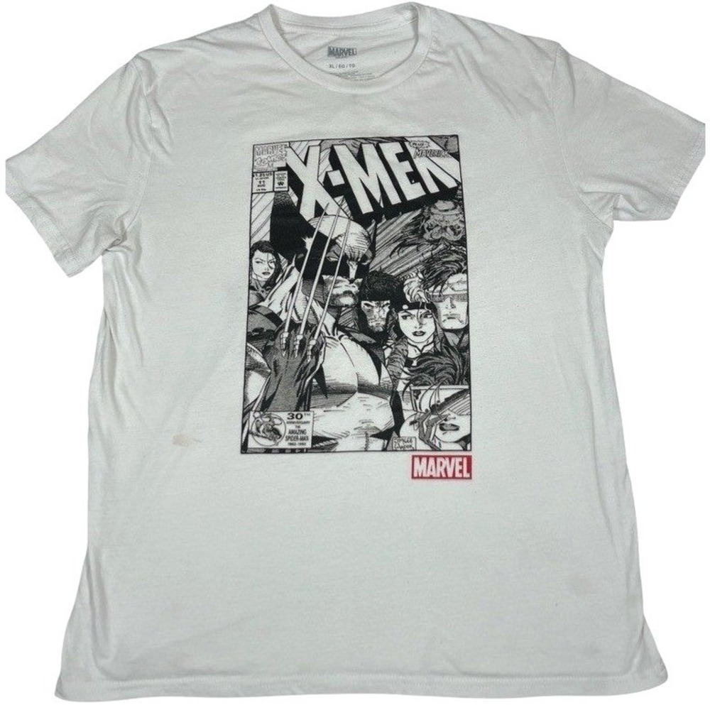 Marvel X Men T Shirt Mens XL White Wolverine Comic Graphic Tee Stained